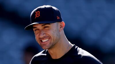 ANAHEIM, CALIFORNIA - JUNE 29: Jack Flaherty #9 of the Detroit Tigers looks on prior to the game against the Los Angeles Angels at Angel Stadium of Anaheim on June 29, 2024 in Anaheim, California. (Photo by Katelyn Mulcahy/Getty Images)