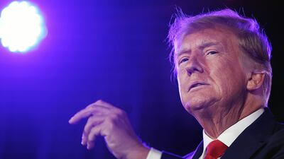 Former President and Republican presidential candidate Donald Trump prepares to deliver remarks at a Nevada Republican volunteer recruiting event at Fervent: A Calvary Chapel on July 8, 2023 in Las Vegas.